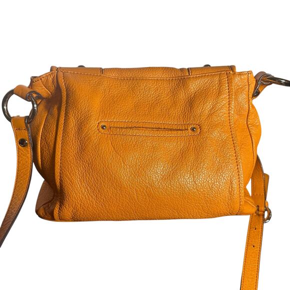 B Makowsky Orange Leather Crossbody Shoulder Bag Purse Adjustable Strap Medium - Picture 3 of 16